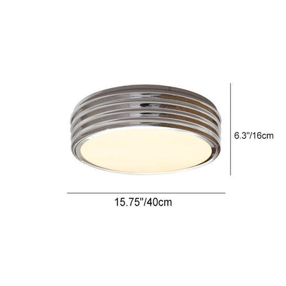 Nordic Vintage Chrome Multi-Layer Drum LED Flush Mount Ceiling Light