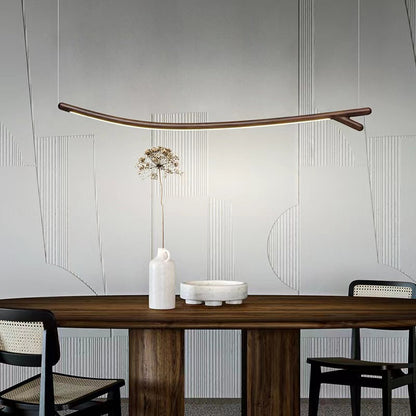 Traditional Chinese Strip Branch Solid Wood Silicone LED Island Light Pendant Light For Bedroom