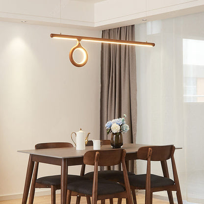 Modern Solid Wood Japanese Style Strip LED Chandelier
