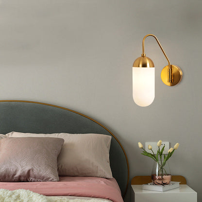 Nordic Light Luxury Glass Column 1-Light Swing Arm Long Pole Wall Sconce Lamp