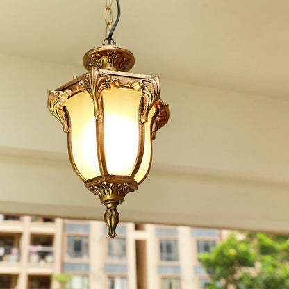 Traditional European Waterproof Aluminum Frame Glass Shade 1-Light Pendant Light For Garden