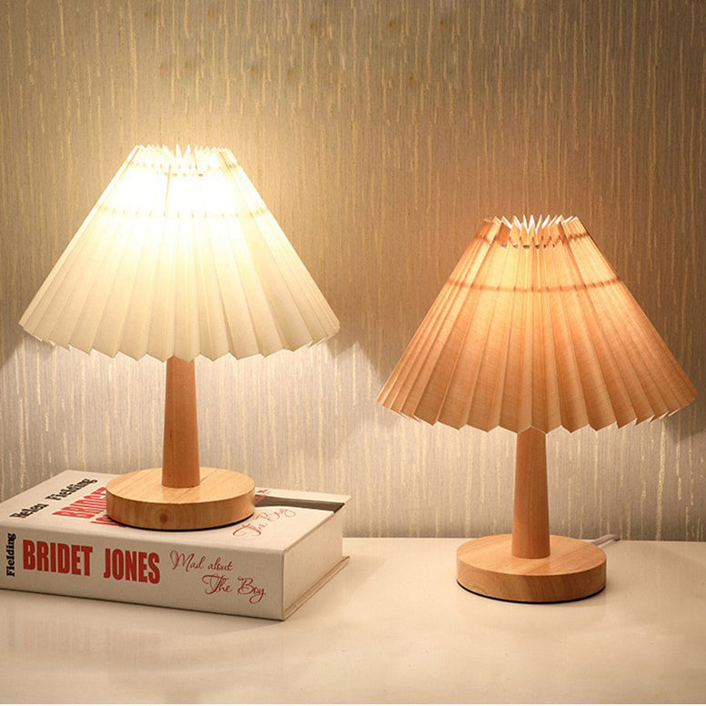 Vintage Pleated Umbrella-shaped LED Table Lamp