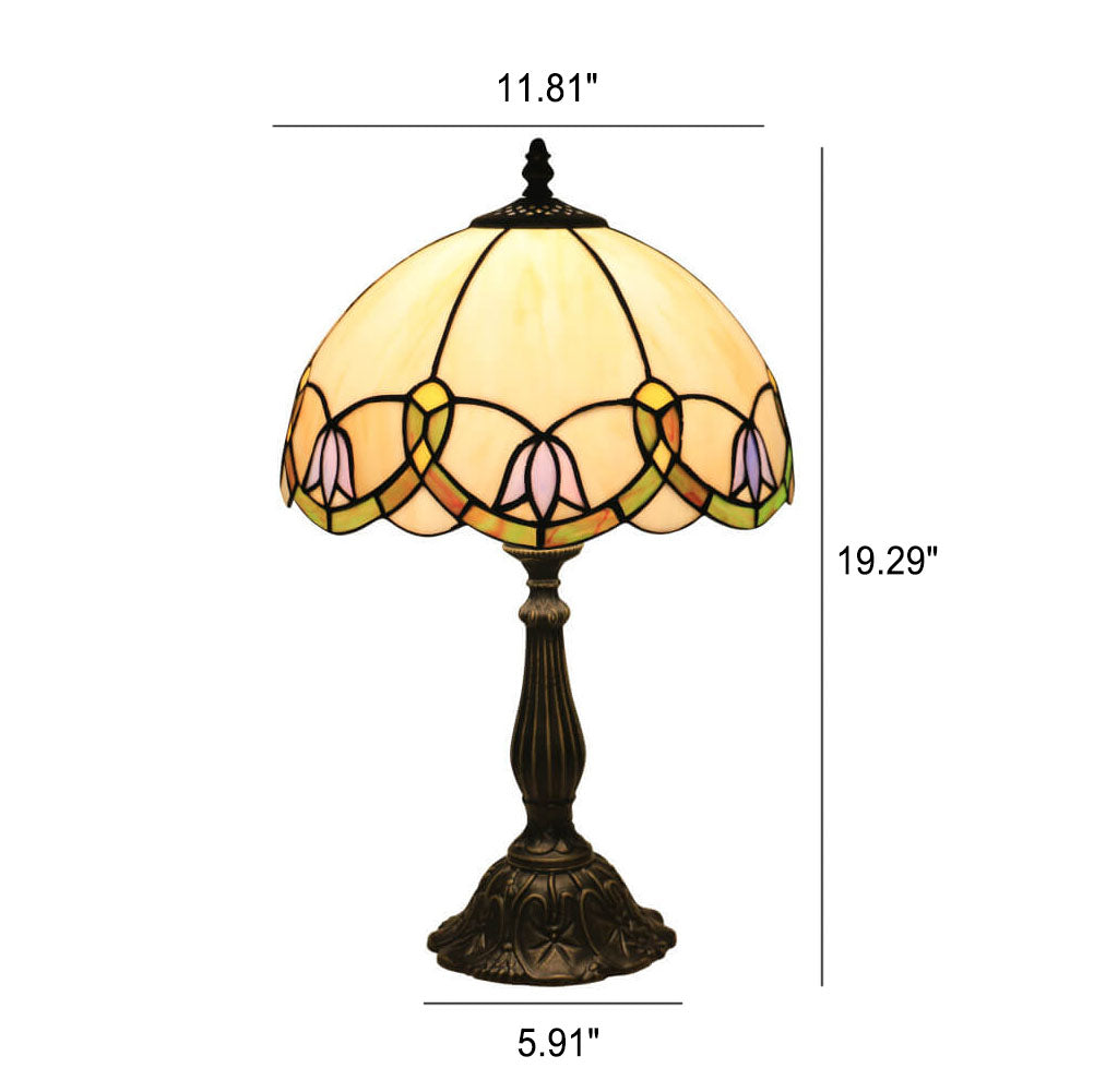 European Vintage Tiffany Flora 1-Light Table Lamp