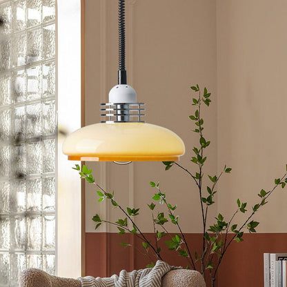Japanese Minimalist Hardware Glass Round Head Retractable 1-Light Pendant Light