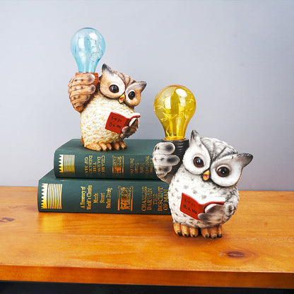 Modern Decorative Solar Owl Resin LED Night Light Table Lamp