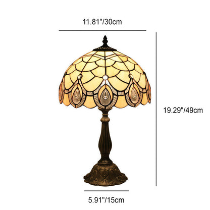Tiffany Retro Lotus Resin Base Stained Glass 1-Light Table Lamp