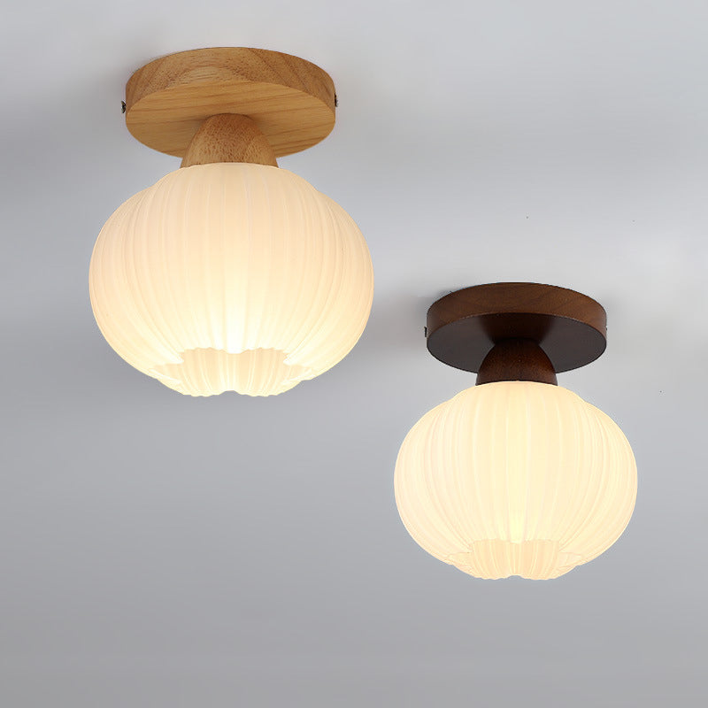 Contemporary Vintage Flower Wood Acrylic 1-Light Semi-Flush Mount Ceiling Light For Living Room