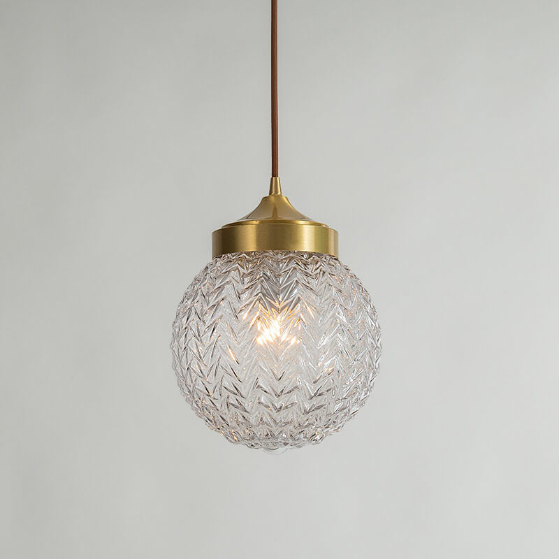 Nordic Light Luxury All-copper Glass Shade 1-Light Pendant Light
