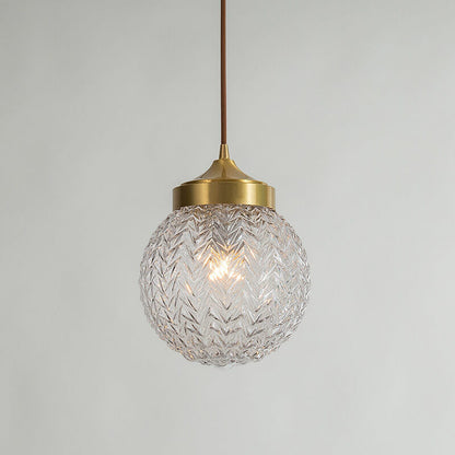 Nordic Light Luxury All-copper Glass Shade 1-Light Pendant Light