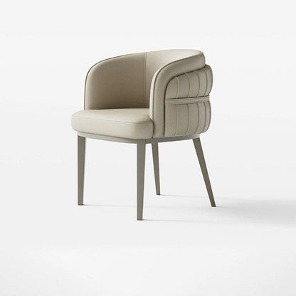 Modern Luxury Round Upholstered Faux Leather Carbon Steel Dining Chair Curved Backrest For Dining Room