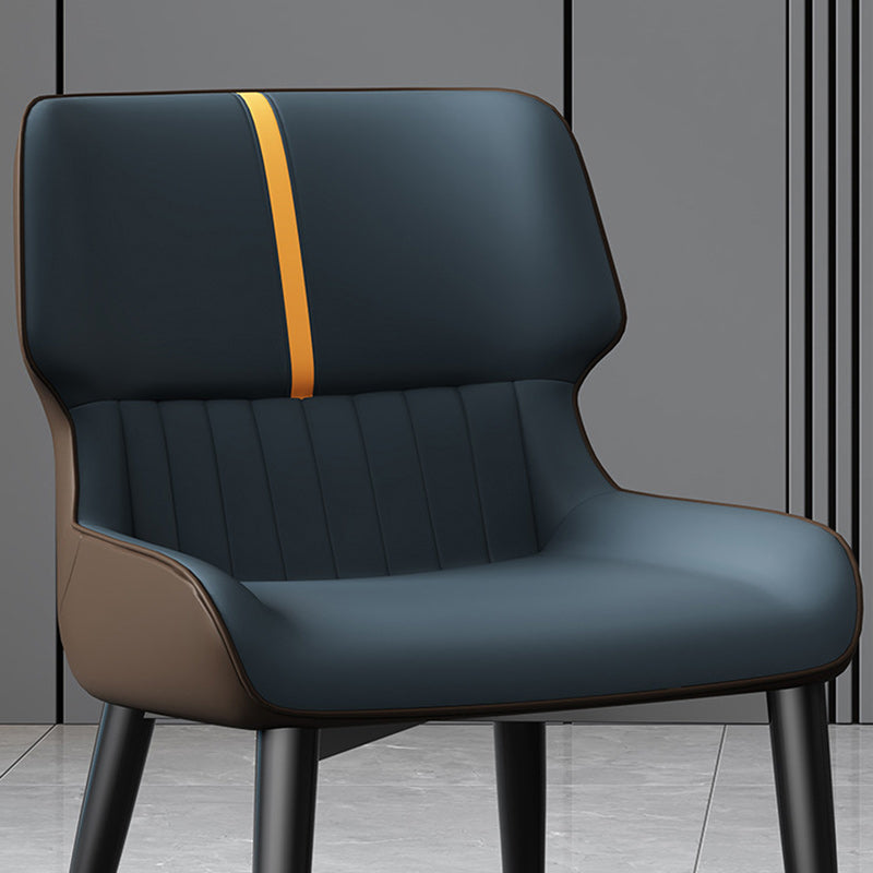 Contemporary Nordic Square Upholstered Curved Backrest PU Leather Carbon Steel Dining Chair For Dining Room