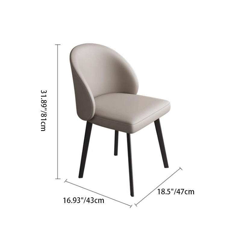 Modern Minimalist Microfiber Leather Wood Carbon Steel Sponge Square Elliptical Curved Dining Chair Backrest For Dining Room