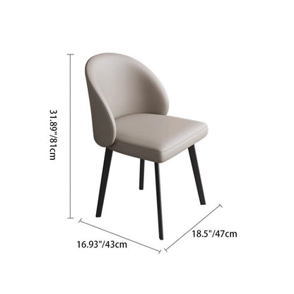Modern Minimalist Microfiber Leather Wood Carbon Steel Sponge Square Elliptical Curved Dining Chair Backrest For Dining Room