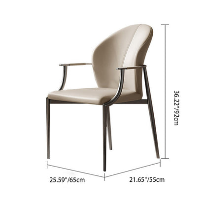 Modern Simplicity Microfiber Leather Stainless Steel Sponge Square Wraparound Dining Chair Backrest Armrest For Dining Room