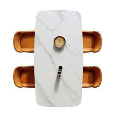 Contemporary Scandinavian PU Leather Carbon Steel Sponge Square Vein Lines Dining Chair Backrest For Dining Room