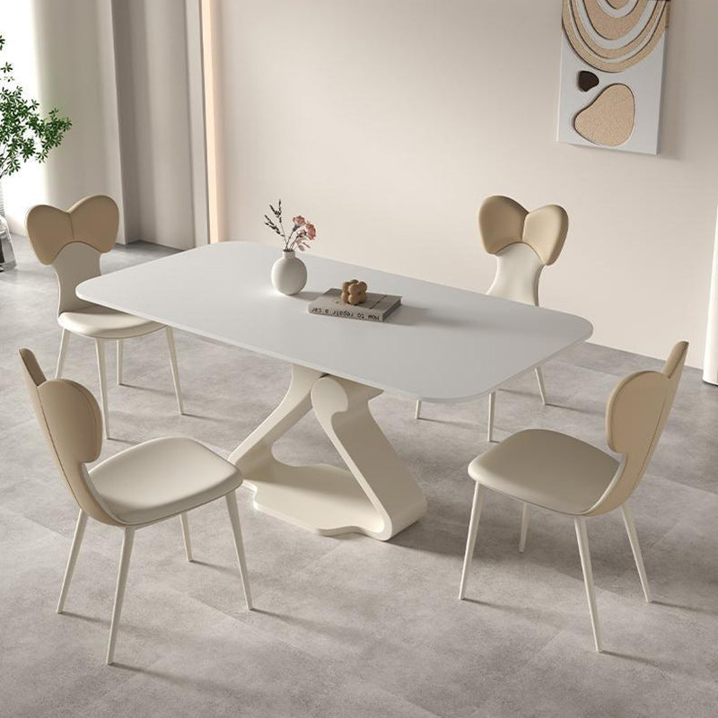 Contemporary Nordic Faux Leather Steel Square Bow Tie Dining Chair Backrest For Dining Room