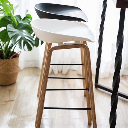 Modern Minimalist Rectangular PP Wood Bar Stool Backless Armless For Dining Room