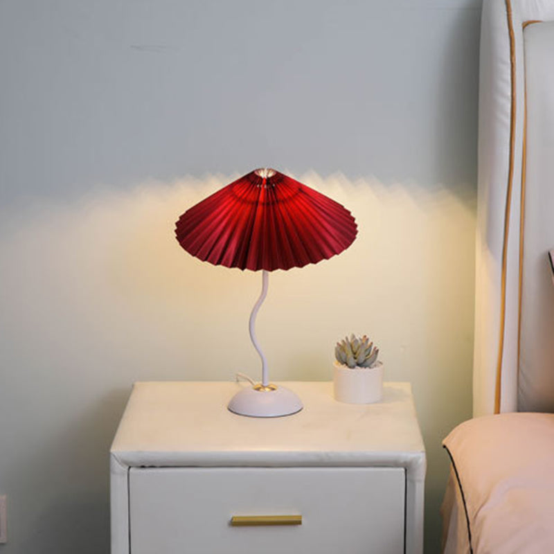 Vintage Danish Pleated Umbrella Bend Base 1-Light Table Lamp