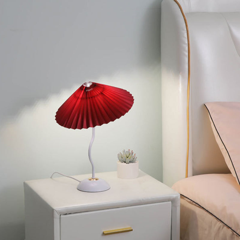 Vintage Danish Pleated Umbrella Bend Base 1-Light Table Lamp