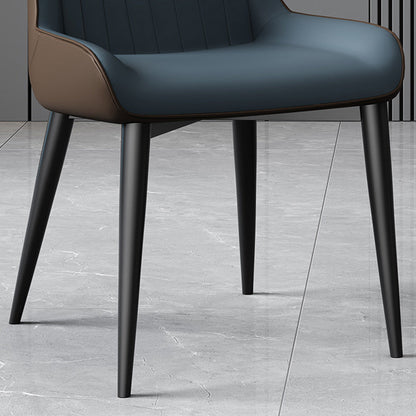 Contemporary Nordic Square Upholstered Curved Backrest PU Leather Carbon Steel Dining Chair For Dining Room