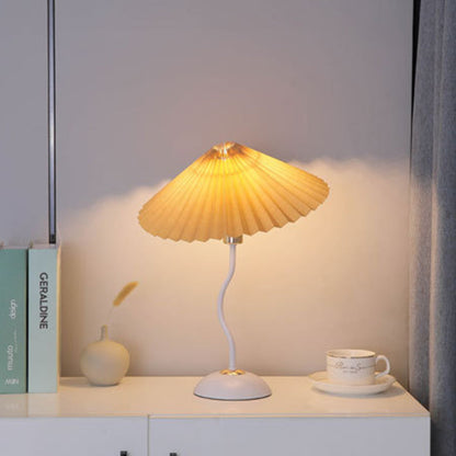 Vintage Danish Pleated Umbrella Bend Base 1-Light Table Lamp