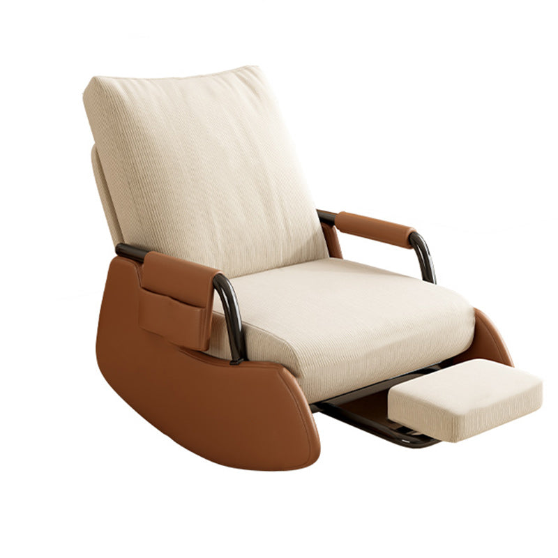 Modern Simplicity Corduroy Cotton Sponge Faux Leather Wood Carbon Steel Square Recliner Foldable Backrest Footrest For Bedroom