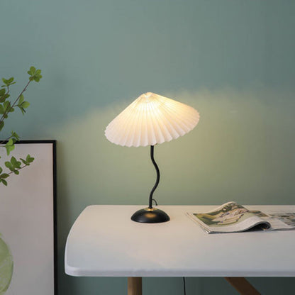 Vintage Danish Pleated Umbrella Bend Base 1-Light Table Lamp