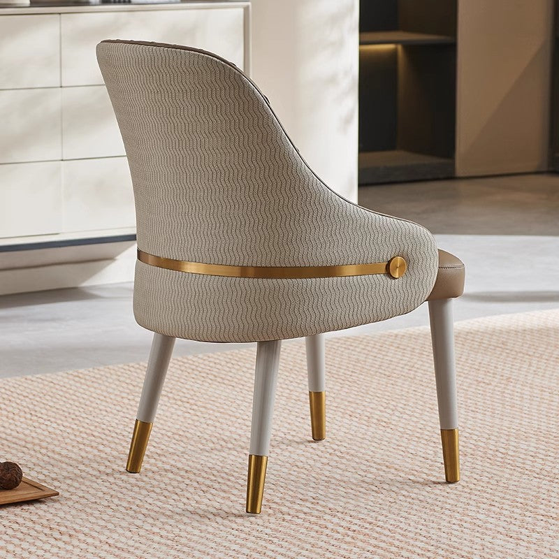 Modern Minimalist Square Pleated PU Leather Metal Foam Dining Chair Four Legs Backrest For Dining Room