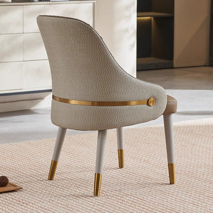 Modern Minimalist Square Pleated PU Leather Metal Foam Dining Chair Four Legs Backrest For Dining Room