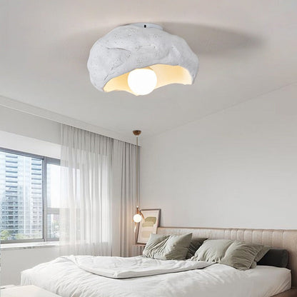 Japanese Creative Resin Rock Texture 1-Light Flush Mount Ceiling Light