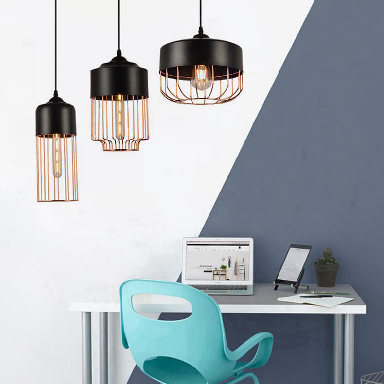 Nordic Creative Iron Geometry Plating Rose Gold 1-Light Pendant Light