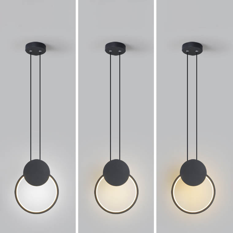 مصباح LED دائري هندسي من الحديد بتصميم بسيط وعصري لغرفة النوم 