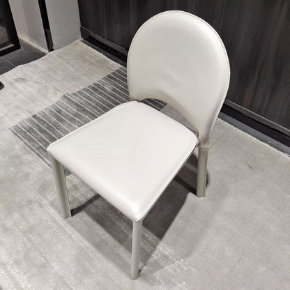 Modern Minimalist Saddle Saddle Leather Carbon Steel Sponge Square Elliptical Dining Chair Backrest For Dining Room