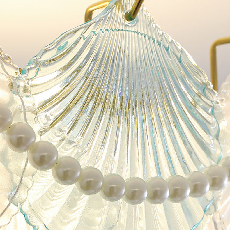 Traditional French Round Shell Hardware Glass 8/10 Light Pendant Light For Living Room