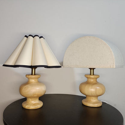 Japanese Minimalist Half-circle Log Cloth 1-Light Table Lamp