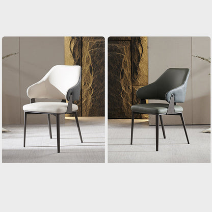 Contemporary Scandinavian PU Leather Carbon Steel Sponge Square Lozenge Dining Chair Backrest Armrest For Dining Room