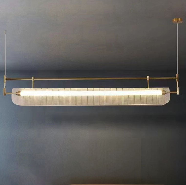 Modern Luxury Acrylic Iron Long Strip LED Island Light Pendant Light For Dining Room
