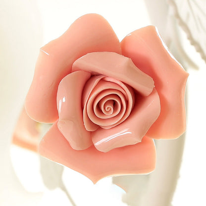 Contemporary Creative Rose Ceramic Iron Glass 1-Light Table Lamp For Bedroom