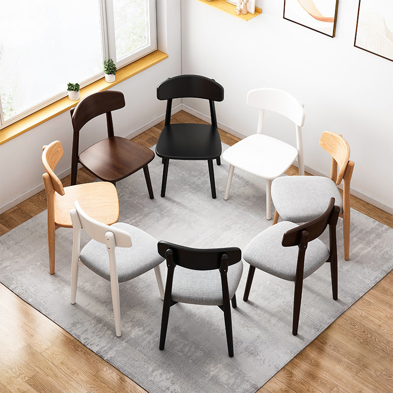 Modern Minimalist Square PU Leather Fabric Solid Wood Dining Chair Backrest For Dining Room