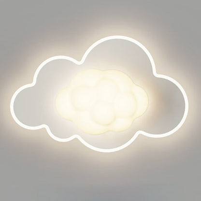 Modern Art Deco Cream Clouds Plastic Iron LED Flush Mount Ceiling Light For Living Room