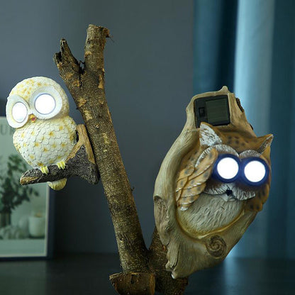 Modern Decorative Solar Owl Resin LED Night Light Table Lamp