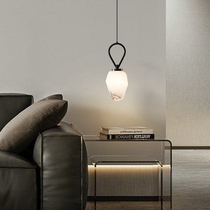 Modern Luxury Brass Geometrical Glass Shade 1-Light Pendant Light For Living Room