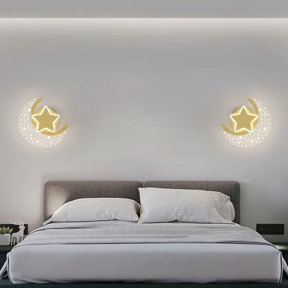 مصباح حائط LED بتصميم نجمة القمر مصنوع من الحديد والألومنيوم والأكريليك بتصميم بسيط وعصري لوضعه بجانب السرير 