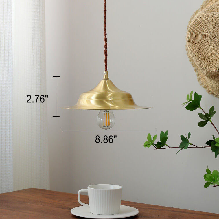 Japanese Minimalist Brass 1-Light Pendant Light
