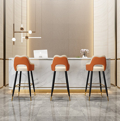 Modern Minimalist Square Wave Backrest Artificial Leather Carbon Steel Bar Stool Armrest For Dining Room