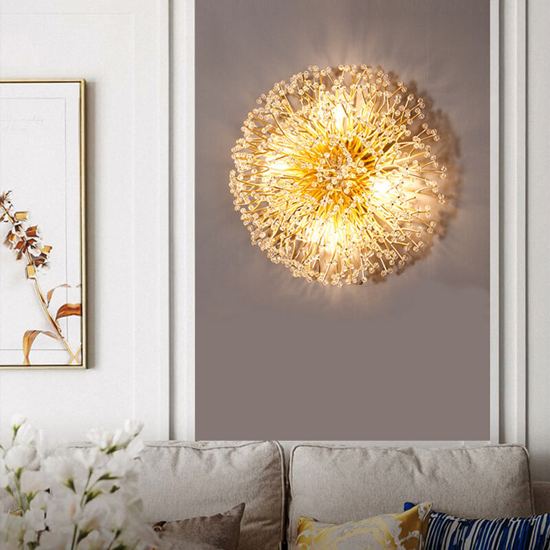 Modern Luxury Crystal Dandelion Aluminum 4-Light Wall Sconce Lamp