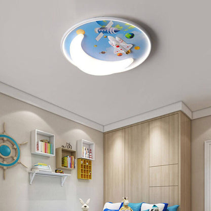 Nordic Minimalist Cartoon Resin Round LED Flush Mount Ceiling Light
