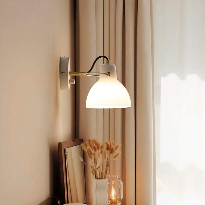 Modern Simplicity Iron Glass Dome Hemispheroid 1-Light Wall Sconce Lamp For Bedside