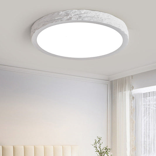 Modern Minimalist Round Stone Grain Resin Iron LED Flush Mount Ceiling Light For Bedroom