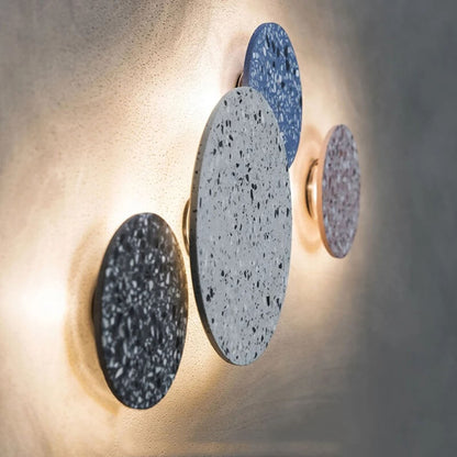 European Modern Round Textured Marble LED Wall Sconce Lamp